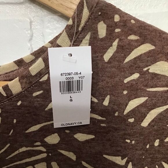 2/40$ Nwt Old Navy t-shirt brown beige neutral pocket crop oversized top Large - Picture 5 of 10